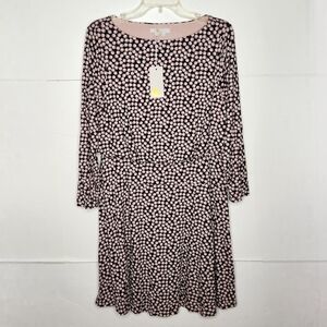 Boden Nellie Jersey Dress Womens Size US 10R Pink Black Long Sleeve J0875 NEW